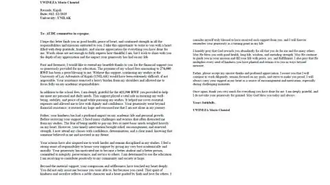 Carta de agradecimiento de Marie Chantal