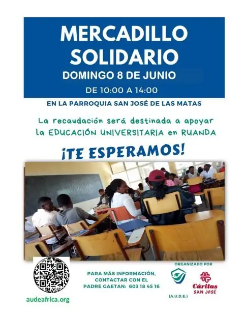 Cartel del mercadillo solidario del 8 de junio en la parroquia San José de Las Matas